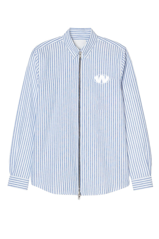Cropped Zipper Stripe Shirt