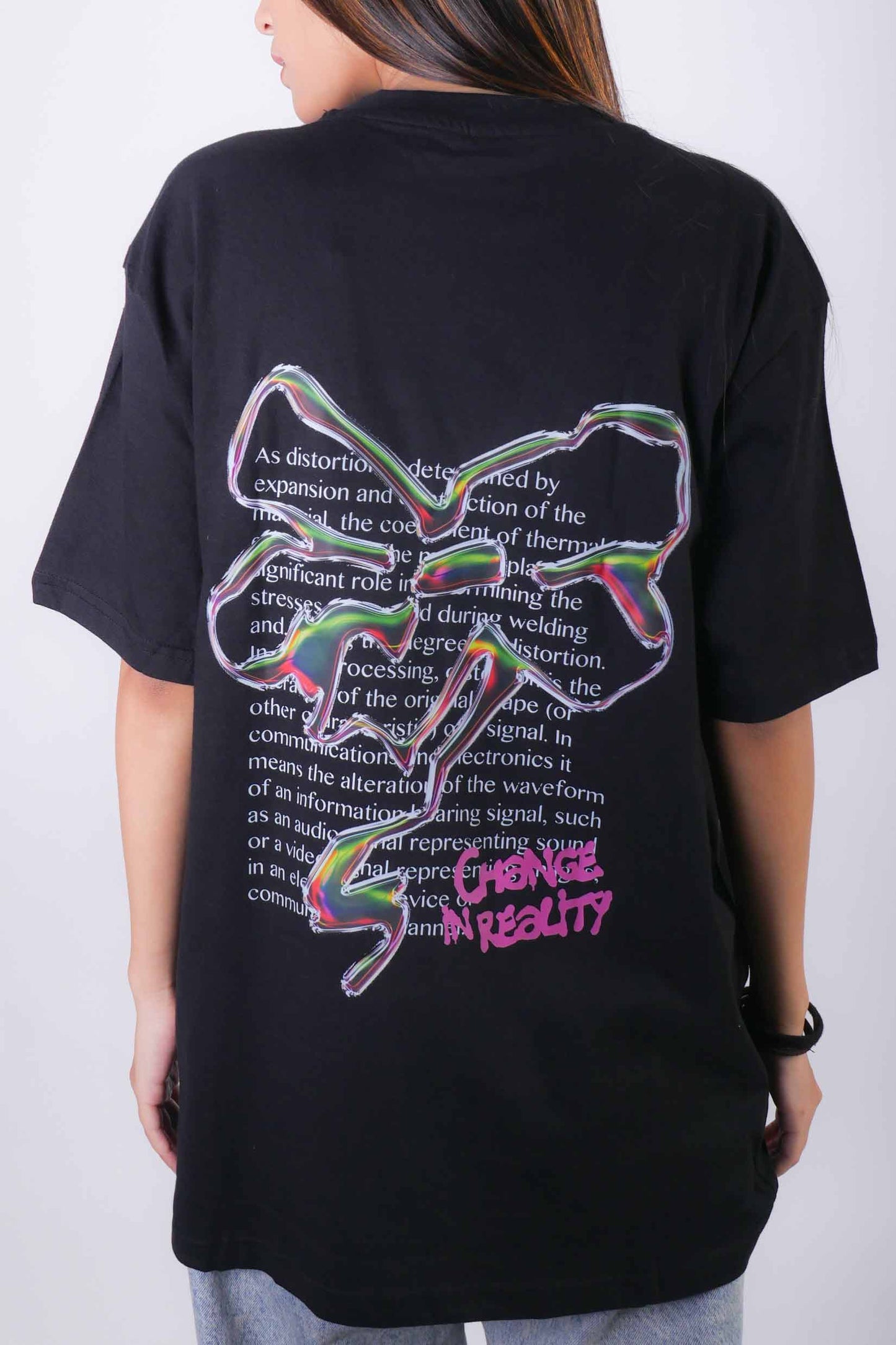 Distortion graphic print relaxed fit