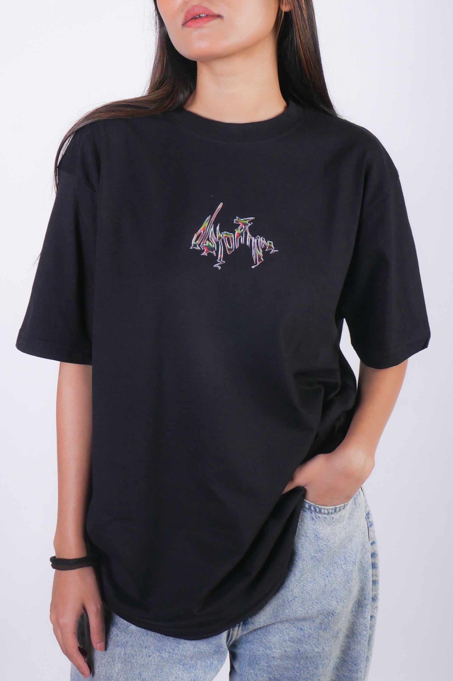 Distortion graphic print relaxed fit