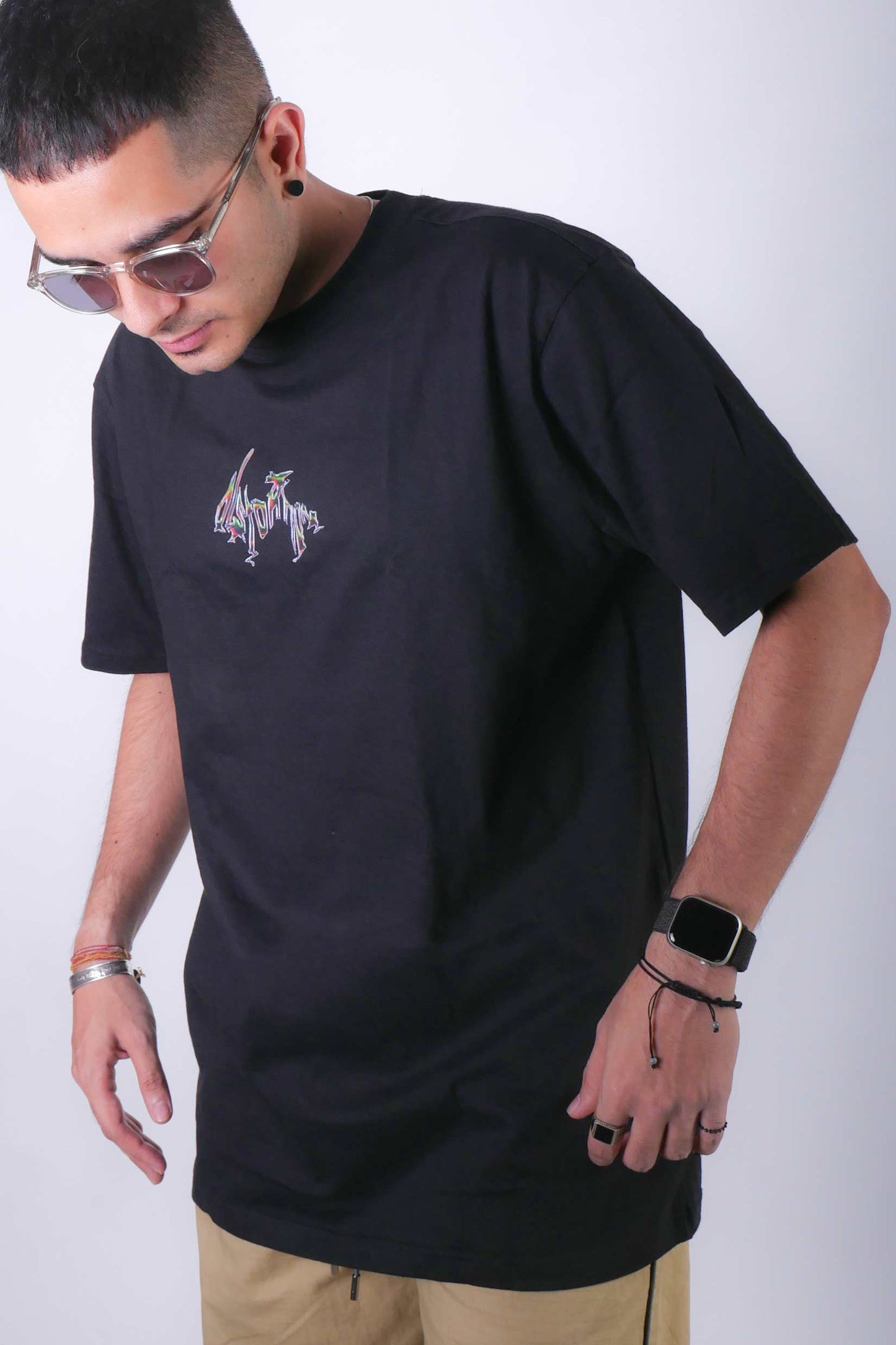 Distortion graphic print relaxed fit