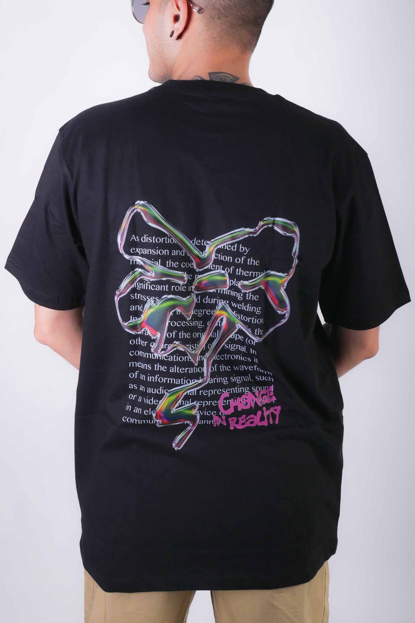 Distortion graphic print relaxed fit